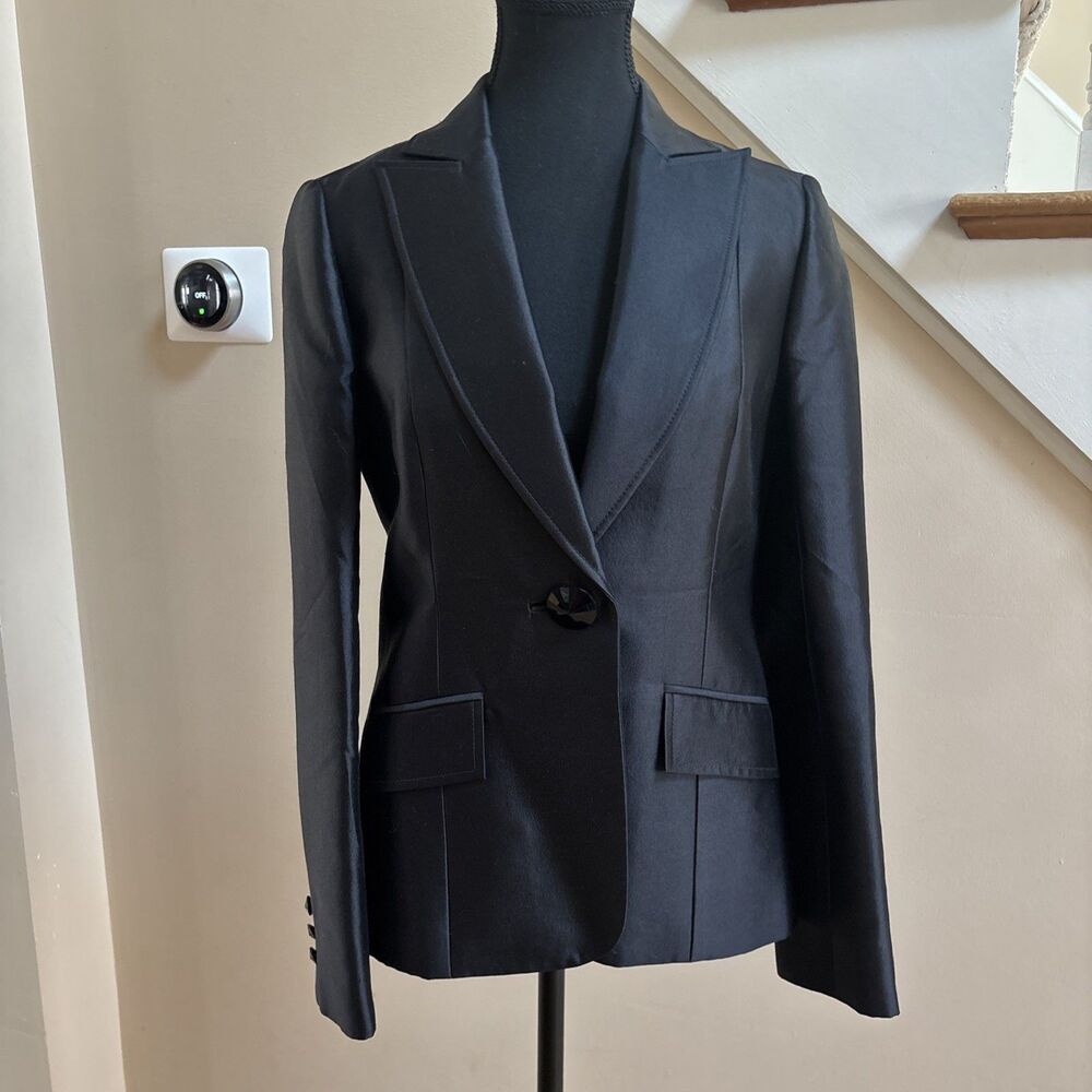 Women’s Tory Burch Classic Wool Silk Black Blazer Capsule Wardrobe Piece Size 4